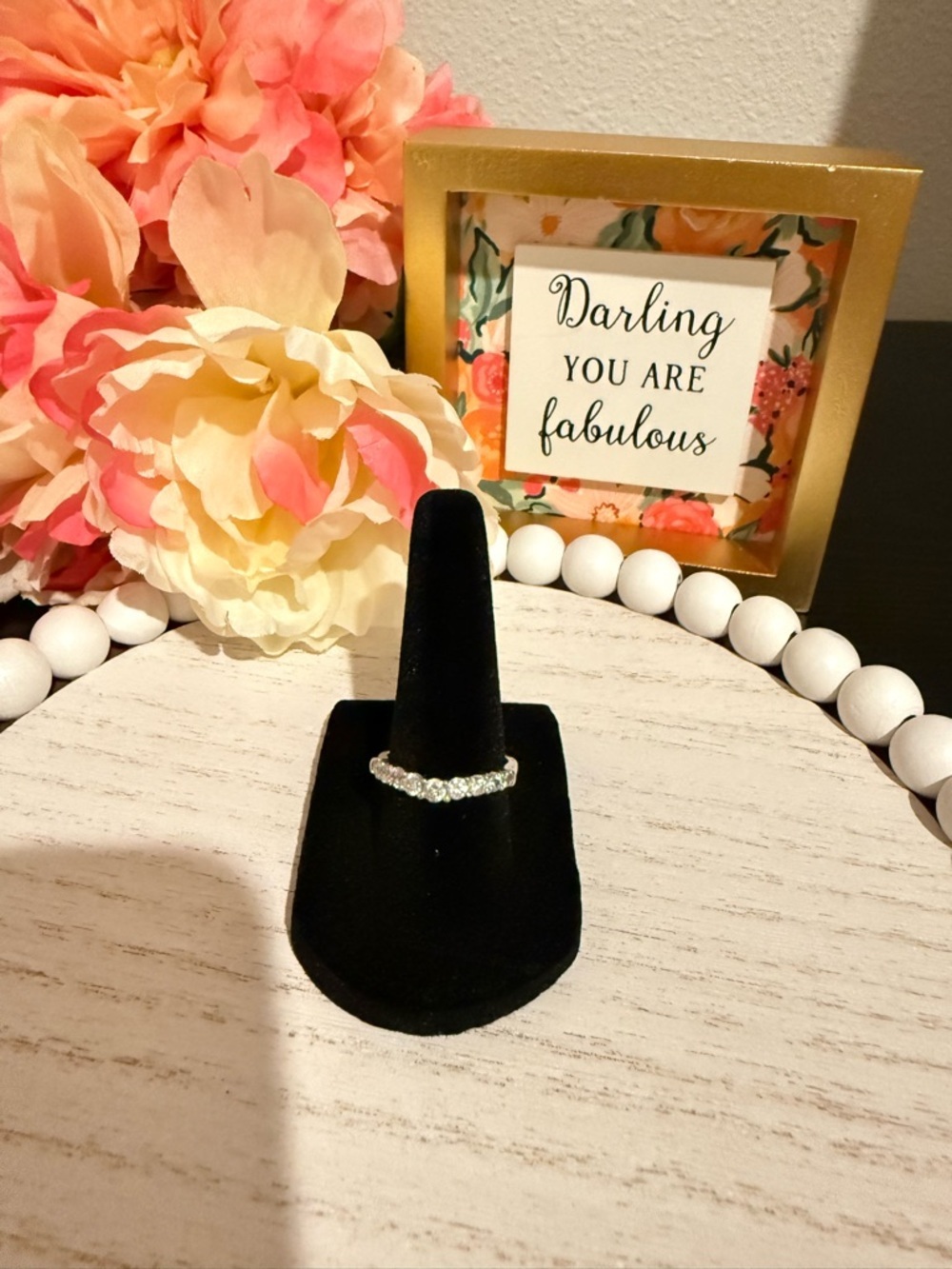 Paul Winston 10K White Gold CZ Eternity Band Ring Size 7